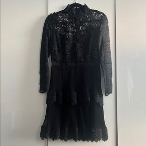 French Connection Black Lace Long Sleeve Dress
